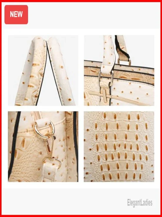 Vegan Leather Satchel Tote Set with 3 Compartments & Adjustable Strap - Picture 6 of 6